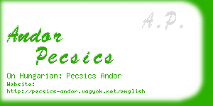 andor pecsics business card